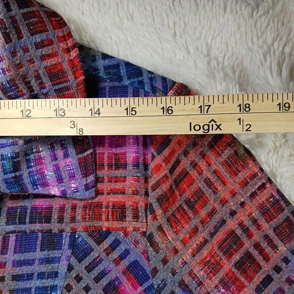 Erin London Womans Medium  Zip up Shacket. Multicolor. Cuff Sleeve. 2 Pockets... - Picture 6 of 15